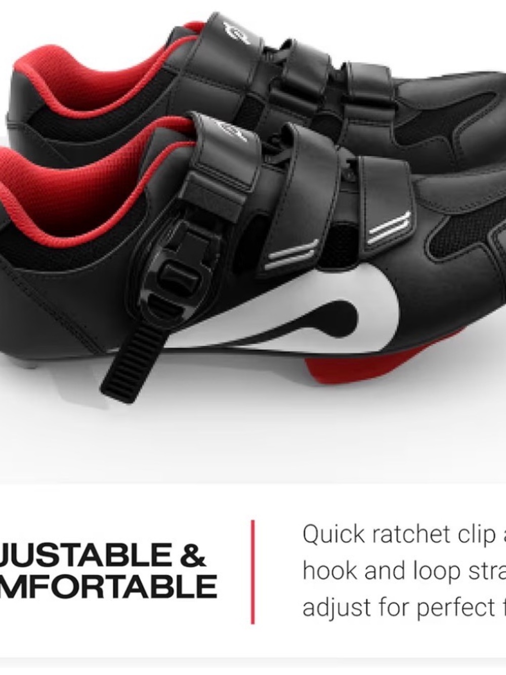 Peloton Cycling Shoes - Black and Red Road Shoes with Strap Closure - Picture 3 of 3
